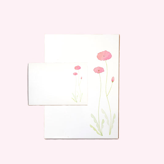 Ruby Blooms Notepad + Sticky Notes Set
